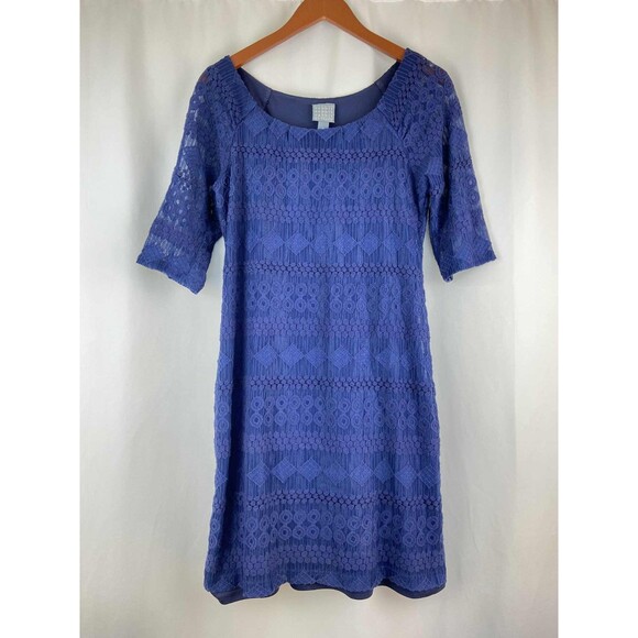 Rabbit Rabbit Rabbit Size M Blue Lace Overlay Dress Wedding Guest Stretch Party - Picture 1 of 8